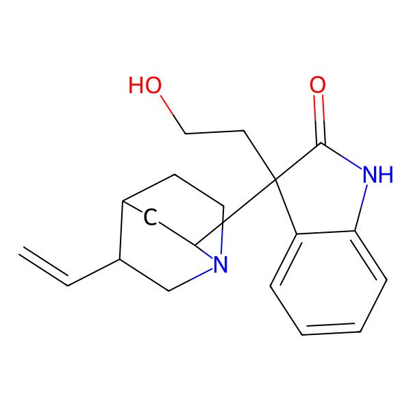 2D Structure of (3R)-3-[(2S,4R,5S)-5-ethenyl-1-azabicyclo[2.2.2]octan-2-yl]-3-(2-hydroxyethyl)-1H-indol-2-one