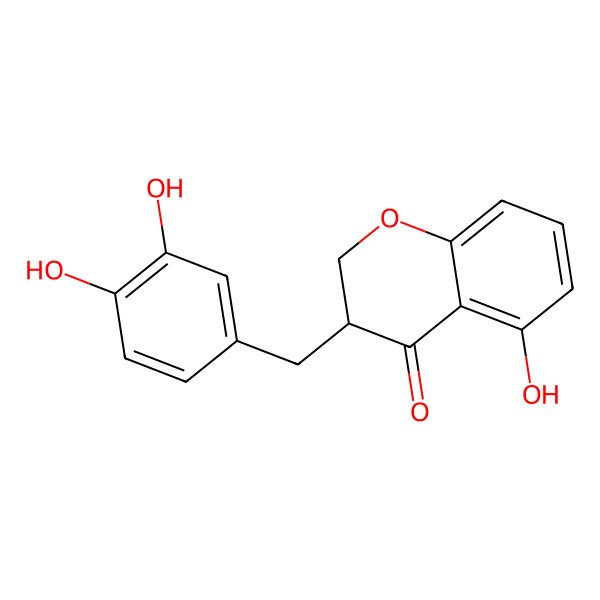 2D Structure of (3R)-3-[(3,4-dihydroxyphenyl)methyl]-5-hydroxy-2,3-dihydrochromen-4-one