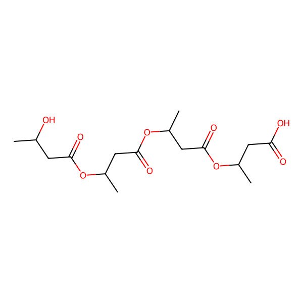 2D Structure of (3R)-3-{[(3R)-3-{[(3R)-3-{[(3R)-3-hydroxybutanoyl]oxy}butanoyl]oxy}butanoyl]oxy}butanoic acid