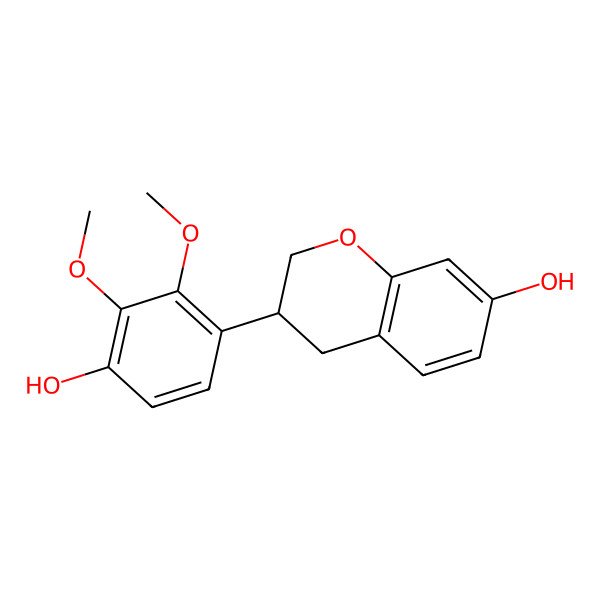 2D Structure of (3R)-3-(4-hydroxy-2,3-dimethoxyphenyl)-3,4-dihydro-2H-chromen-7-ol