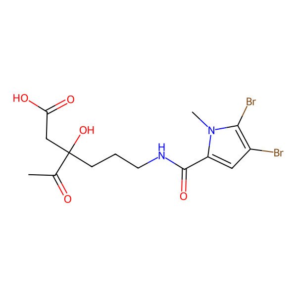 2D Structure of (3R)-3-acetyl-6-[(4,5-dibromo-1-methylpyrrole-2-carbonyl)amino]-3-hydroxyhexanoic acid