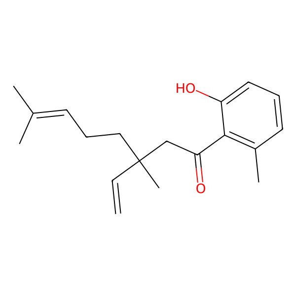 2D Structure of (3R)-3-ethenyl-1-(2-hydroxy-6-methylphenyl)-3,7-dimethyloct-6-en-1-one