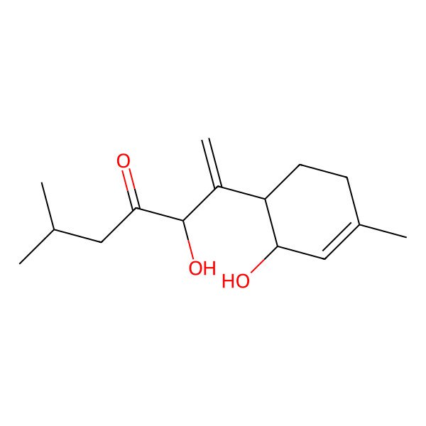 2D Structure of (3R)-3-hydroxy-2-[(1S,2R)-2-hydroxy-4-methylcyclohex-3-en-1-yl]-6-methylhept-1-en-4-one