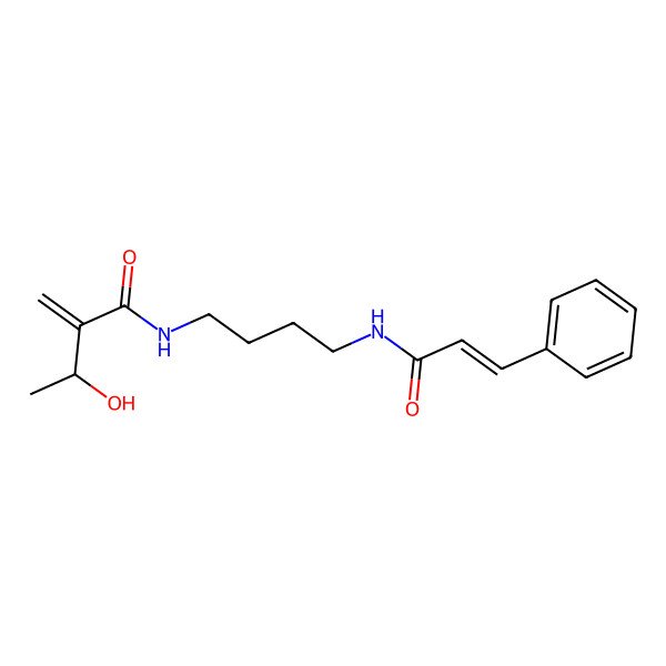 2D Structure of (3R)-3-hydroxy-2-methylidene-N-[4-[[(E)-3-phenylprop-2-enoyl]amino]butyl]butanamide