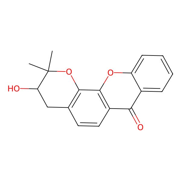 2D Structure of (3R)-3-hydroxy-2,2-dimethyl-3,4-dihydropyrano[3,2-c]xanthen-7-one