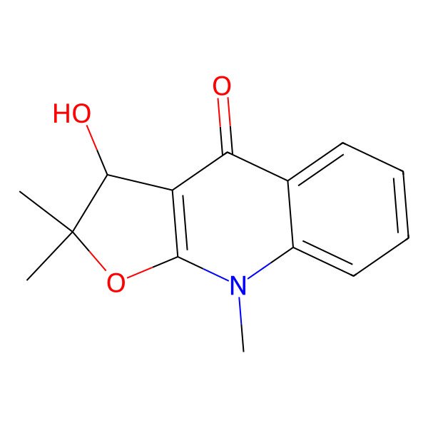 2D Structure of (3R)-3-hydroxy-2,2,9-trimethyl-3H-furo[2,3-b]quinolin-4-one