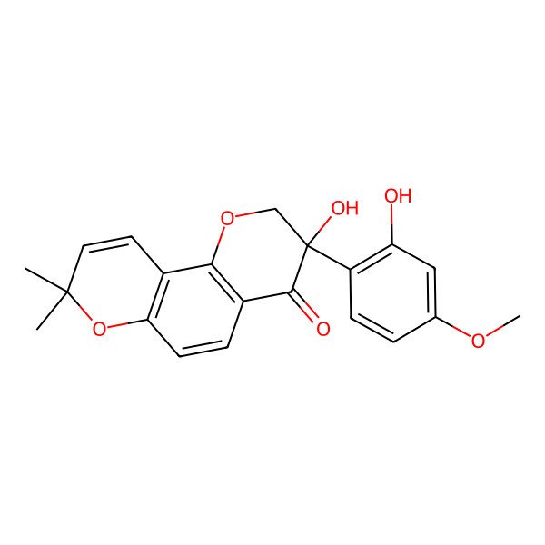 2D Structure of (3R)-3-hydroxy-3-(2-hydroxy-4-methoxyphenyl)-8,8-dimethyl-2H-pyrano[2,3-f]chromen-4-one