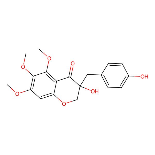 2D Structure of (3R)-3-hydroxy-3-[(4-hydroxyphenyl)methyl]-5,6,7-trimethoxy-2H-chromen-4-one