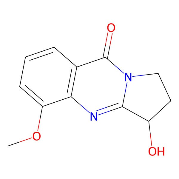 2D Structure of (3R)-3-hydroxy-5-methoxy-2,3-dihydro-1H-pyrrolo[2,1-b]quinazolin-9-one