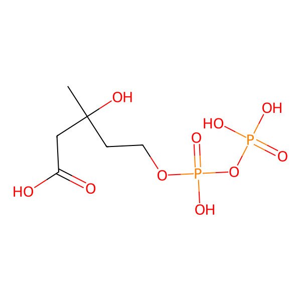 2D Structure of (3r)-3-Hydroxy-5-{[(R)-Hydroxy(Phosphonooxy)phosphoryl]oxy}-3-Methylpentanoic Acid