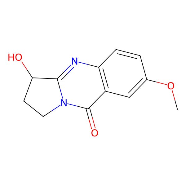 2D Structure of (3R)-3-hydroxy-7-methoxy-2,3-dihydro-1H-pyrrolo[2,1-b]quinazolin-9-one