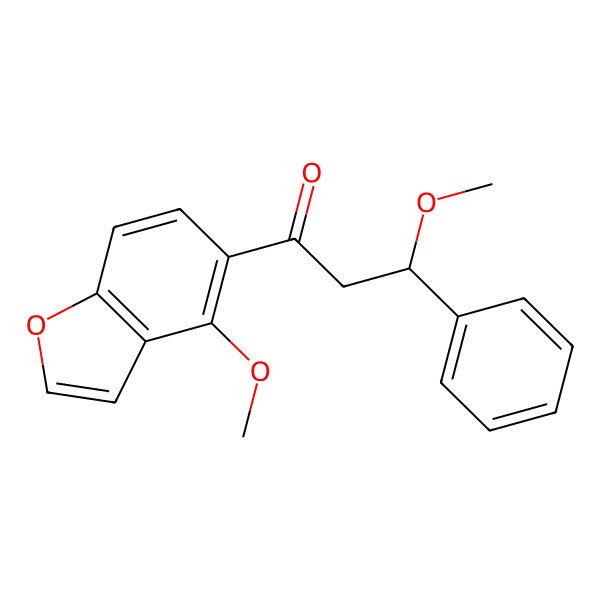 2D Structure of (3R)-3-methoxy-1-(4-methoxy-1-benzofuran-5-yl)-3-phenylpropan-1-one