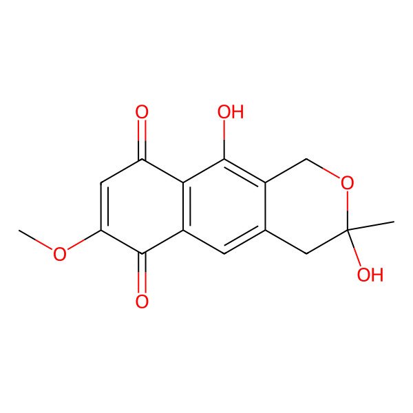 2D Structure of (3R)-3,10-dihydroxy-7-methoxy-3-methyl-1,4-dihydrobenzo[g]isochromene-6,9-dione