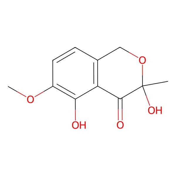 2D Structure of (3R)-3,5-dihydroxy-6-methoxy-3-methyl-1H-isochromen-4-one