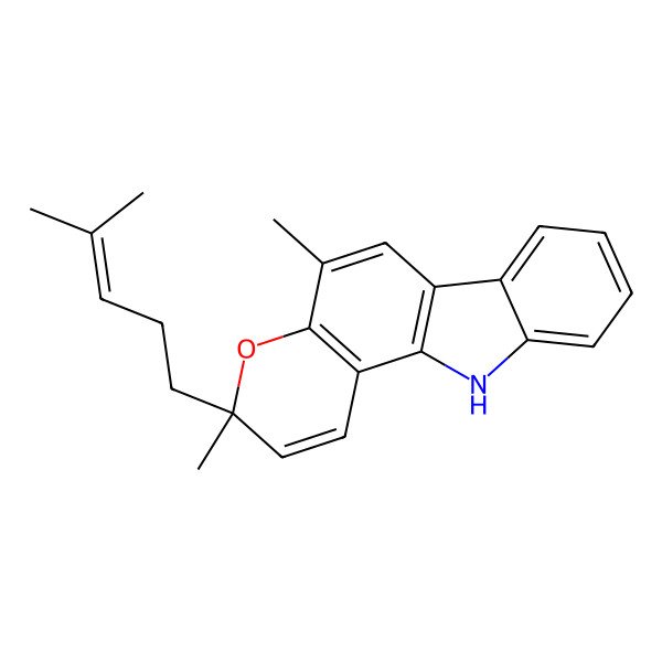 2D Structure of (3R)-3,5-dimethyl-3-(4-methylpent-3-enyl)-11H-pyrano[3,2-a]carbazole