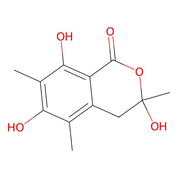 2D Structure of (3R)-3,6,8-trihydroxy-3,5,7-trimethyl-4H-isochromen-1-one