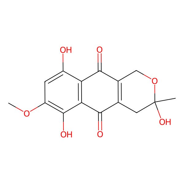 2D Structure of (3R)-3,6,9-trihydroxy-7-methoxy-3-methyl-1,4-dihydrobenzo[g]isochromene-5,10-dione