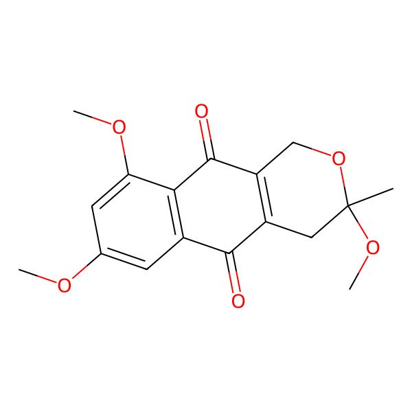 2D Structure of (3R)-3,7,9-trimethoxy-3-methyl-1,4-dihydrobenzo[g]isochromene-5,10-dione