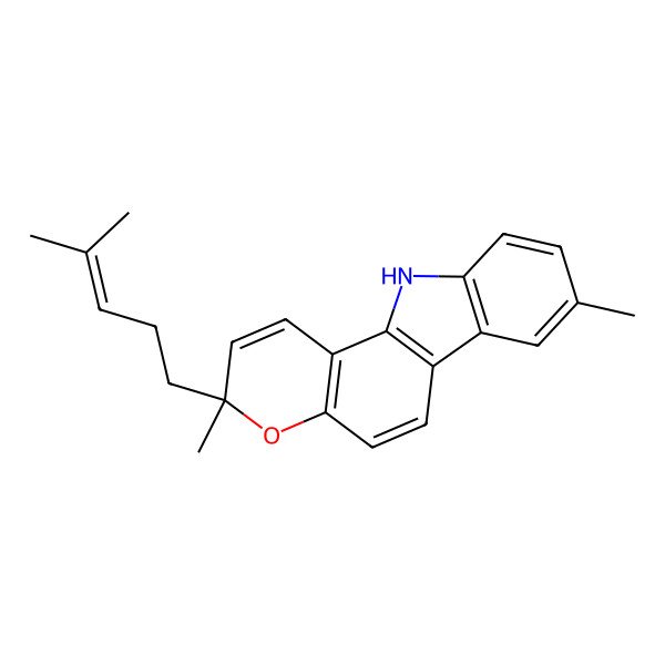 2D Structure of (3R)-3,8-dimethyl-3-(4-methylpent-3-enyl)-11H-pyrano[3,2-a]carbazole