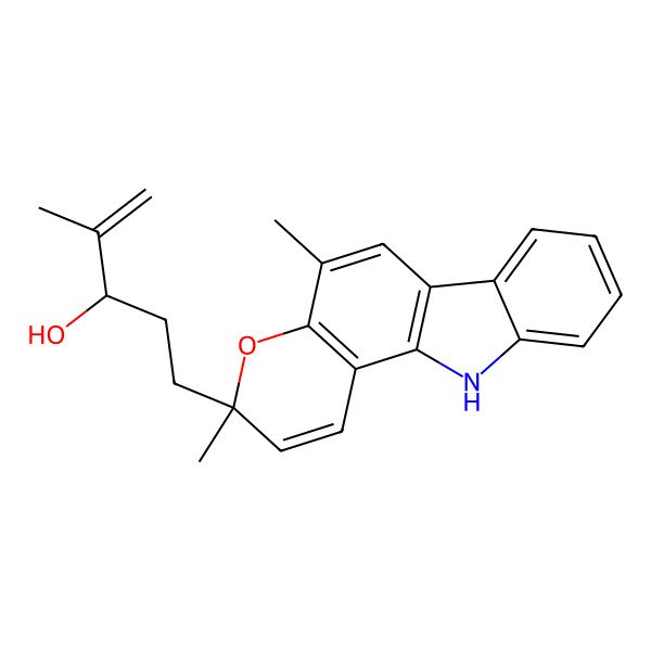 2D Structure of (3R)-5-[(3R)-3,5-dimethyl-11H-pyrano[3,2-a]carbazol-3-yl]-2-methylpent-1-en-3-ol