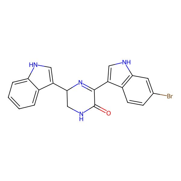 2D Structure of (3R)-5-(6-bromo-1H-indol-3-yl)-3-(1H-indol-3-yl)-2,3-dihydro-1H-pyrazin-6-one