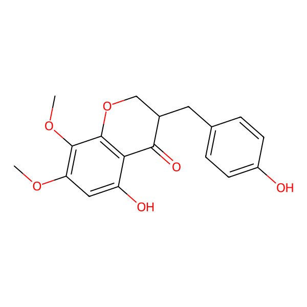 2D Structure of (3R)-5-hydroxy-3-[(4-hydroxyphenyl)methyl]-7,8-dimethoxy-2,3-dihydrochromen-4-one