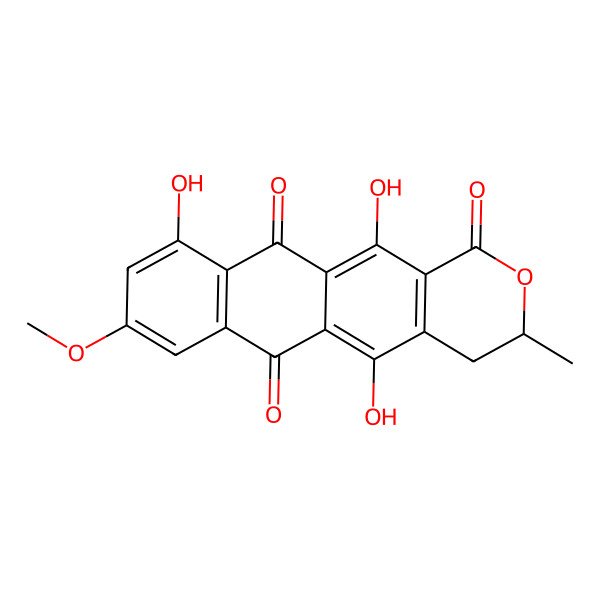 2D Structure of (3R)-5,10,12-trihydroxy-8-methoxy-3-methyl-3,4-dihydronaphtho[3,2-g]isochromene-1,6,11-trione