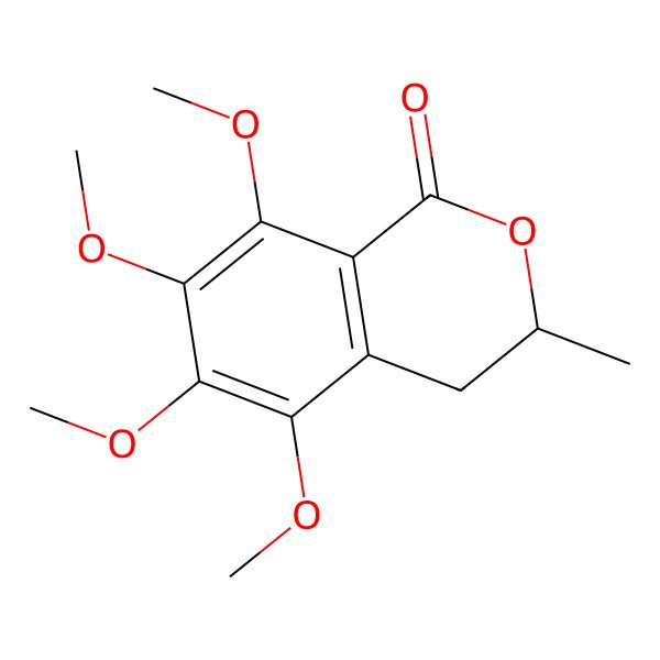 2D Structure of (3R)-5,6,7,8-tetramethoxy-3-methyl-3,4-dihydroisochromen-1-one
