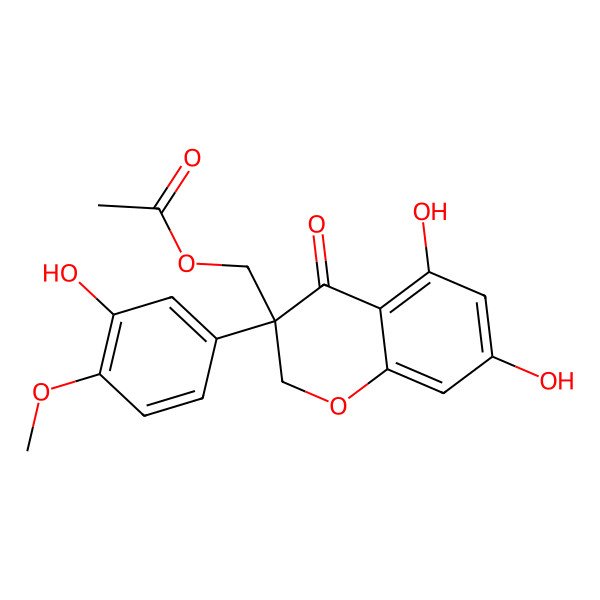 2D Structure of [(3R)-5,7-dihydroxy-3-(3-hydroxy-4-methoxyphenyl)-4-oxo-2H-chromen-3-yl]methyl acetate