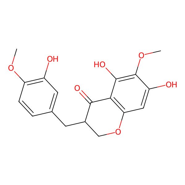 2D Structure of (3R)-5,7-dihydroxy-3-[(3-hydroxy-4-methoxyphenyl)methyl]-6-methoxy-2,3-dihydrochromen-4-one