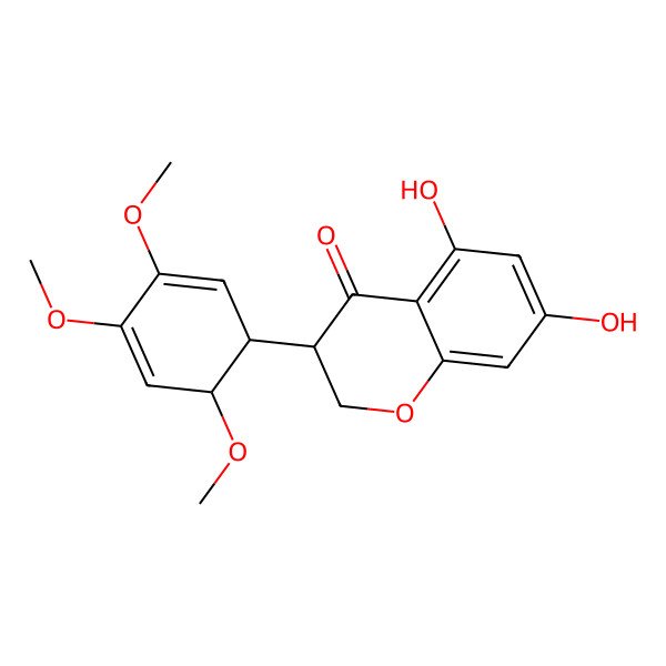 2D Structure of (3R)-5,7-dihydroxy-3-(3,4,6-trimethoxycyclohexa-2,4-dien-1-yl)-2,3-dihydrochromen-4-one