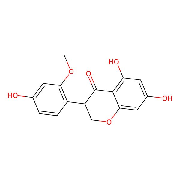 2D Structure of (3R)-5,7-dihydroxy-3-(4-hydroxy-2-methoxyphenyl)-2,3-dihydrochromen-4-one