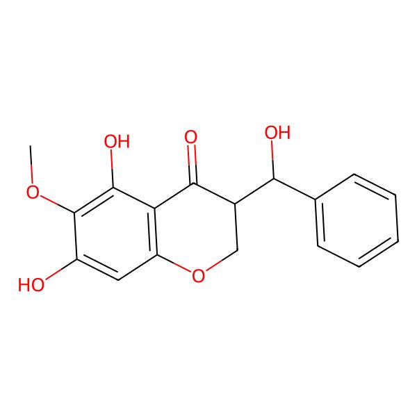 2D Structure of (3R)-5,7-dihydroxy-3-[(S)-hydroxy(phenyl)methyl]-6-methoxy-2,3-dihydrochromen-4-one