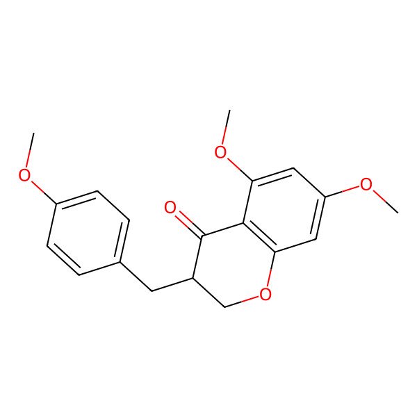 2D Structure of (3R)-5,7-dimethoxy-3-[(4-methoxyphenyl)methyl]-2,3-dihydrochromen-4-one