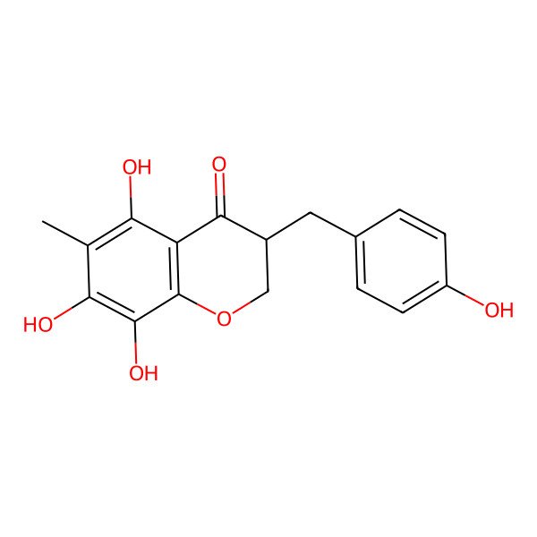 2D Structure of (3R)-5,7,8-trihydroxy-3-[(4-hydroxyphenyl)methyl]-6-methyl-2,3-dihydrochromen-4-one