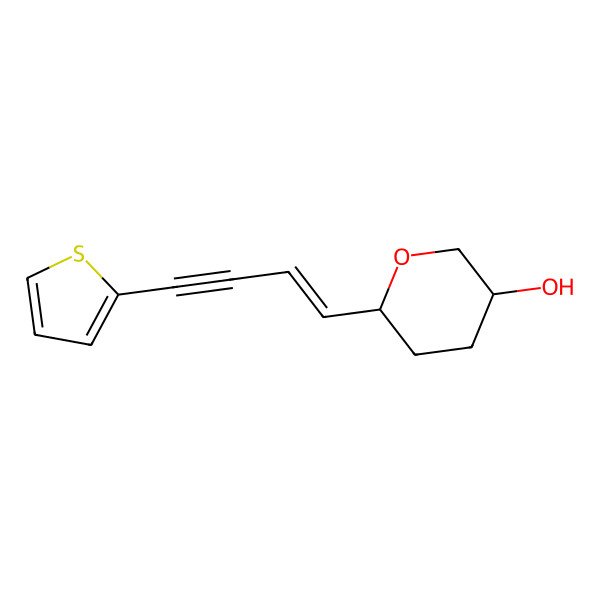 2D Structure of (3R)-6-[(E)-4-thiophen-2-ylbut-1-en-3-ynyl]oxan-3-ol