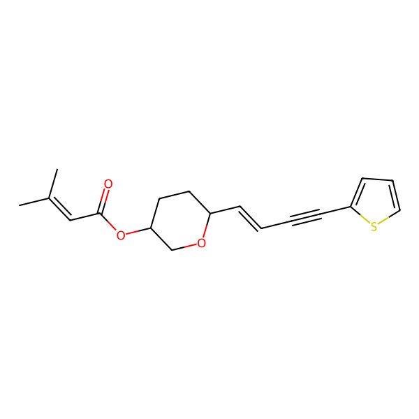 2D Structure of [(3R)-6-[(E)-4-thiophen-2-ylbut-1-en-3-ynyl]oxan-3-yl] 3-methylbut-2-enoate