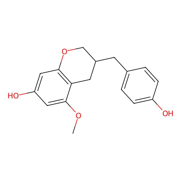 2D Structure of 3-[(4-hydroxyphenyl)methyl]-5-methoxy-3,4-dihydro-2H-chromen-7-ol