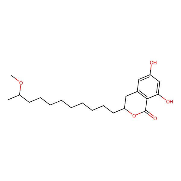 2D Structure of (3R)-6,8-dihydroxy-3-[(10S)-10-methoxyundecyl]-3,4-dihydroisochromen-1-one