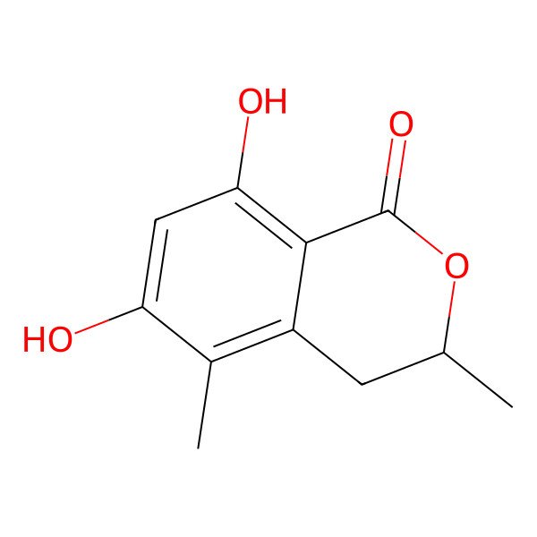 2D Structure of (3R)-6,8-dihydroxy-3,5-dimethyl-3,4-dihydroisochromen-1-one