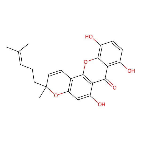 2D Structure of (3R)-6,8,11-trihydroxy-3-methyl-3-(4-methylpent-3-enyl)pyrano[2,3-c]xanthen-7-one