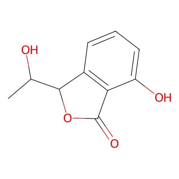 2D Structure of (3R)-7-hydroxy-3-[(1S)-1-hydroxyethyl]-3H-2-benzofuran-1-one