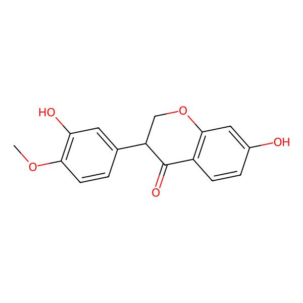 2D Structure of (3R)-7-hydroxy-3-(3-hydroxy-4-methoxyphenyl)-2,3-dihydrochromen-4-one