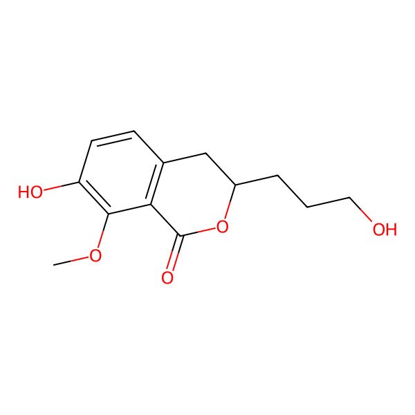 2D Structure of (3R)-7-hydroxy-3-(3-hydroxypropyl)-8-methoxy-3,4-dihydroisochromen-1-one