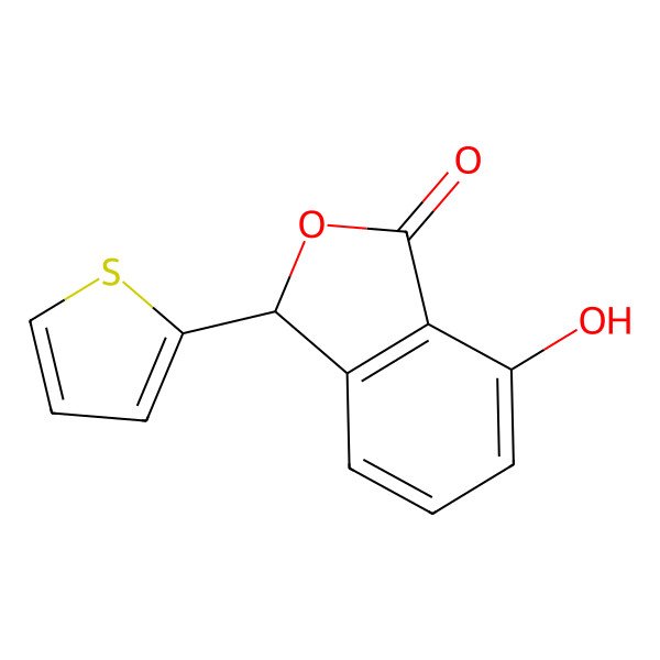 2D Structure of (3R)-7-hydroxy-3-thiophen-2-yl-3H-2-benzofuran-1-one