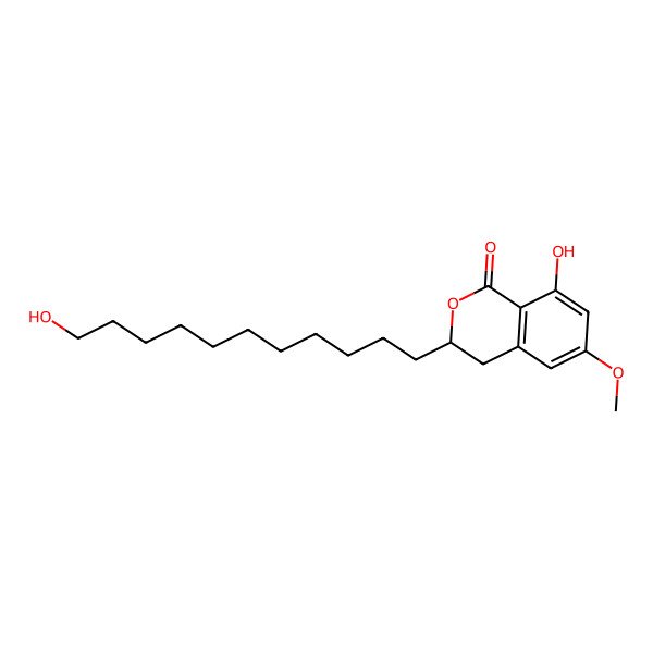 2D Structure of (3R)-8-hydroxy-3-(11-hydroxyundecyl)-6-methoxy-3,4-dihydroisochromen-1-one