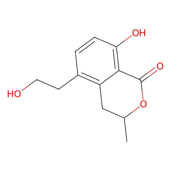 2D Structure of (3R)-8-hydroxy-5-(2-hydroxyethyl)-3-methyl-3,4-dihydroisochromen-1-one