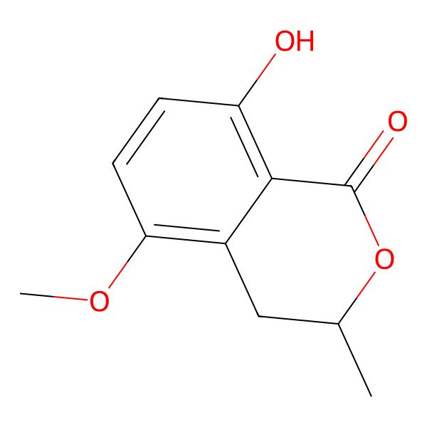 2D Structure of (3R)-8-hydroxy-5-methoxy-3-methyl-3,4-dihydroisochromen-1-one