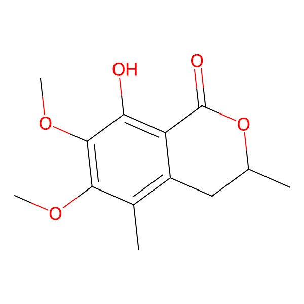 2D Structure of (3R)-8-hydroxy-6,7-dimethoxy-3,5-dimethyl-3,4-dihydroisochromen-1-one