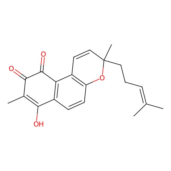 2D Structure of (3R)-9-hydroxy-3,8-dimethyl-3-(4-methylpent-3-enyl)benzo[f]chromene-7,10-dione
